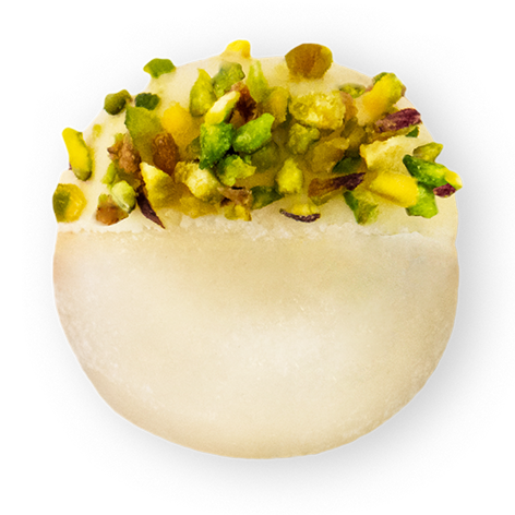 #12 MOCHI GELATO DI PANNA CON FONDENTE BIANCO & GRANELLA DI PISTACCHIO